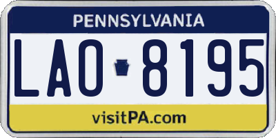 PA license plate LAO8195