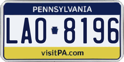 PA license plate LAO8196