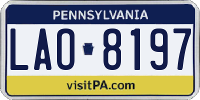 PA license plate LAO8197