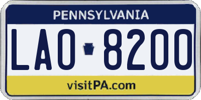 PA license plate LAO8200
