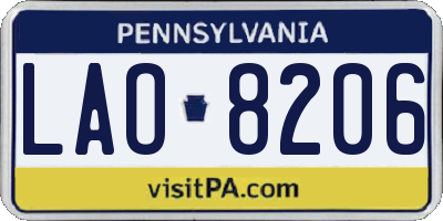 PA license plate LAO8206