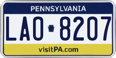 PA license plate LAO8207