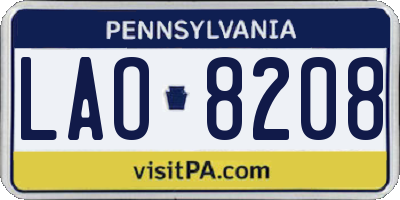 PA license plate LAO8208