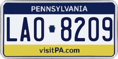 PA license plate LAO8209