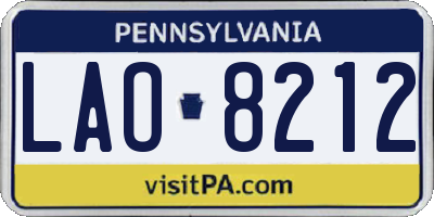 PA license plate LAO8212