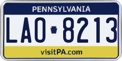 PA license plate LAO8213