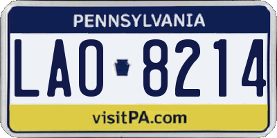 PA license plate LAO8214