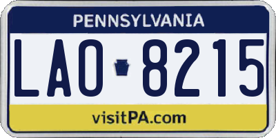 PA license plate LAO8215