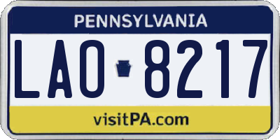 PA license plate LAO8217
