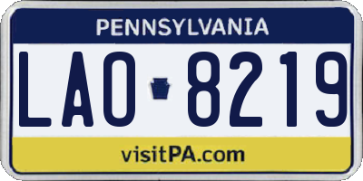 PA license plate LAO8219
