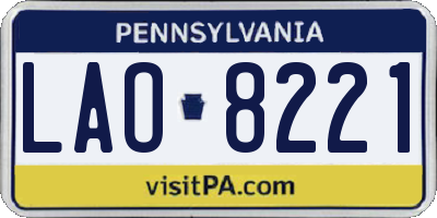 PA license plate LAO8221