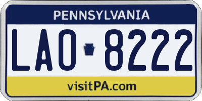 PA license plate LAO8222