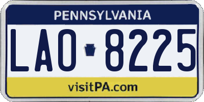 PA license plate LAO8225
