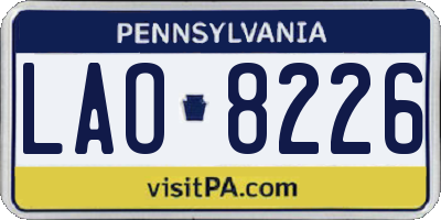 PA license plate LAO8226