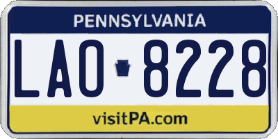 PA license plate LAO8228