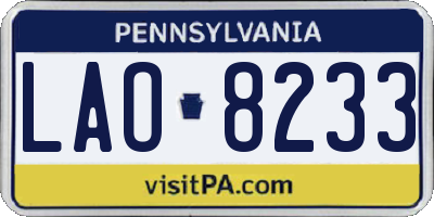 PA license plate LAO8233