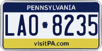 PA license plate LAO8235