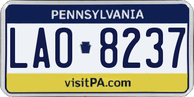 PA license plate LAO8237