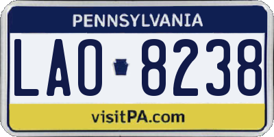 PA license plate LAO8238