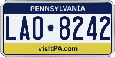 PA license plate LAO8242