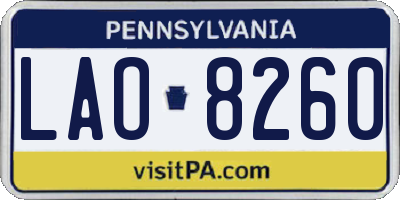 PA license plate LAO8260