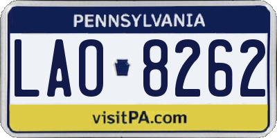 PA license plate LAO8262