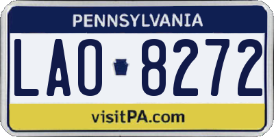 PA license plate LAO8272