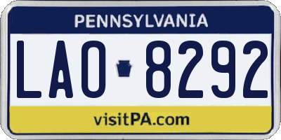 PA license plate LAO8292