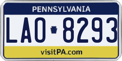 PA license plate LAO8293