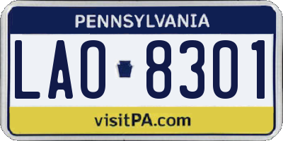 PA license plate LAO8301