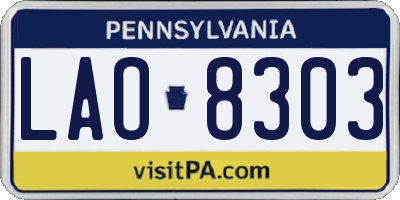 PA license plate LAO8303