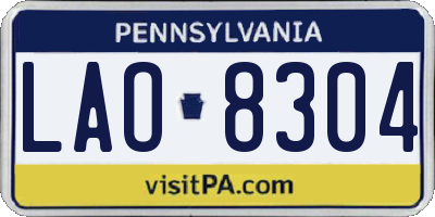 PA license plate LAO8304