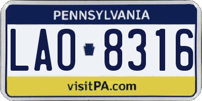PA license plate LAO8316