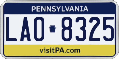 PA license plate LAO8325