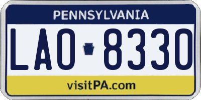 PA license plate LAO8330
