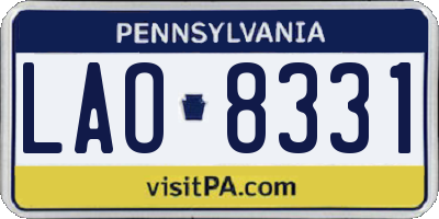 PA license plate LAO8331
