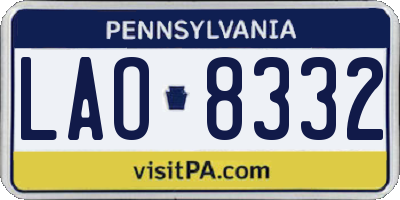 PA license plate LAO8332