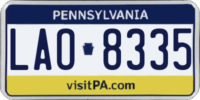 PA license plate LAO8335