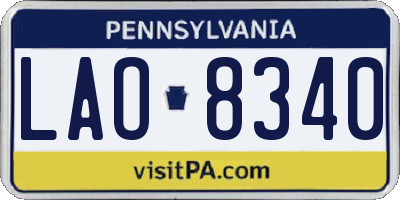 PA license plate LAO8340