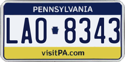 PA license plate LAO8343