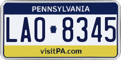PA license plate LAO8345