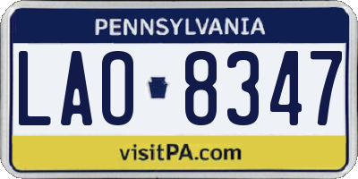 PA license plate LAO8347