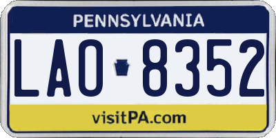 PA license plate LAO8352