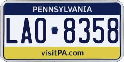 PA license plate LAO8358