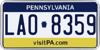 PA license plate LAO8359