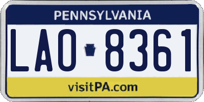 PA license plate LAO8361