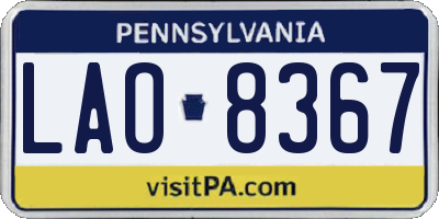 PA license plate LAO8367