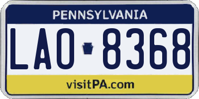 PA license plate LAO8368