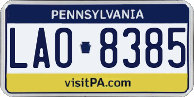 PA license plate LAO8385
