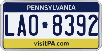 PA license plate LAO8392